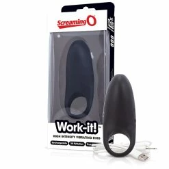 Budget ⭐ Remote Control Sex Toys The Screaming O – Work It! Vibrating Black Cock Ring 🤩